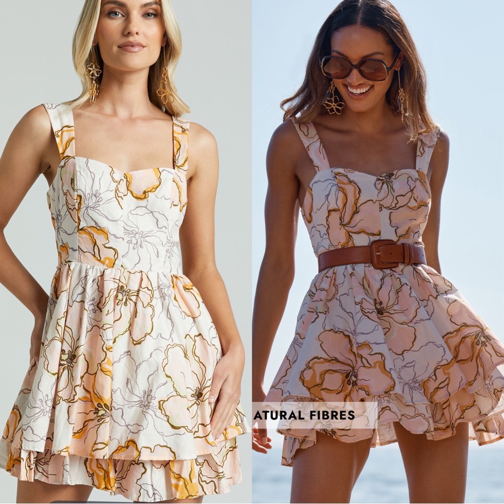 SWEETHEART TIE BACK FIT AND FLARE MINI DRESS IN MAISON FLEUR
